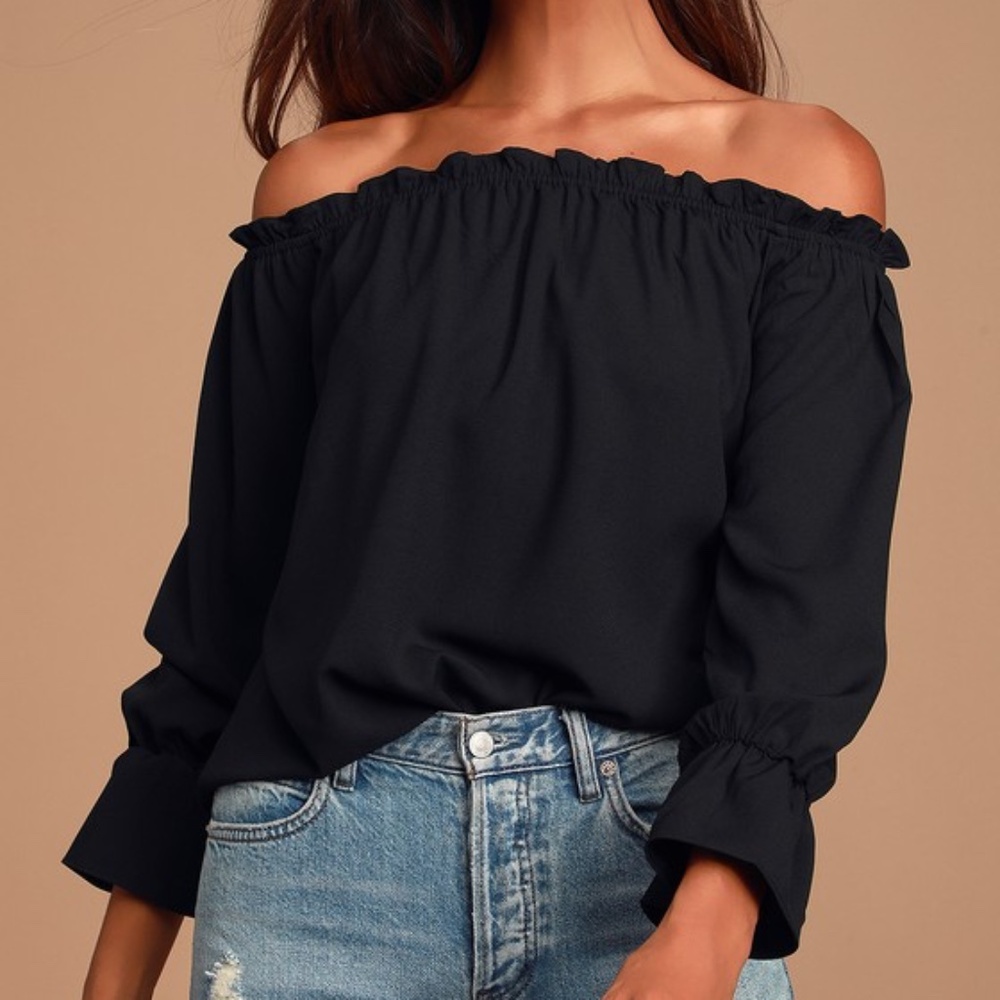 Lulus All In Good Fun Black Off-the-shoulder Top - Size S